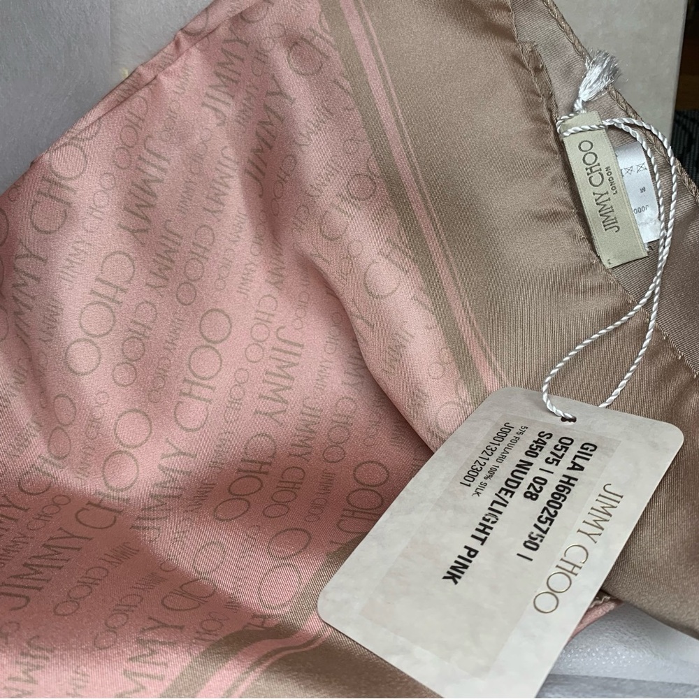With Box Jimmy Choo Blush and Beige Silk Scarf - Picture 15 of 16